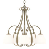 Hubbardton Forge 2004 Soft Gold Opal Glass (GG) Sweeping Taper 5 Arm Chandelier