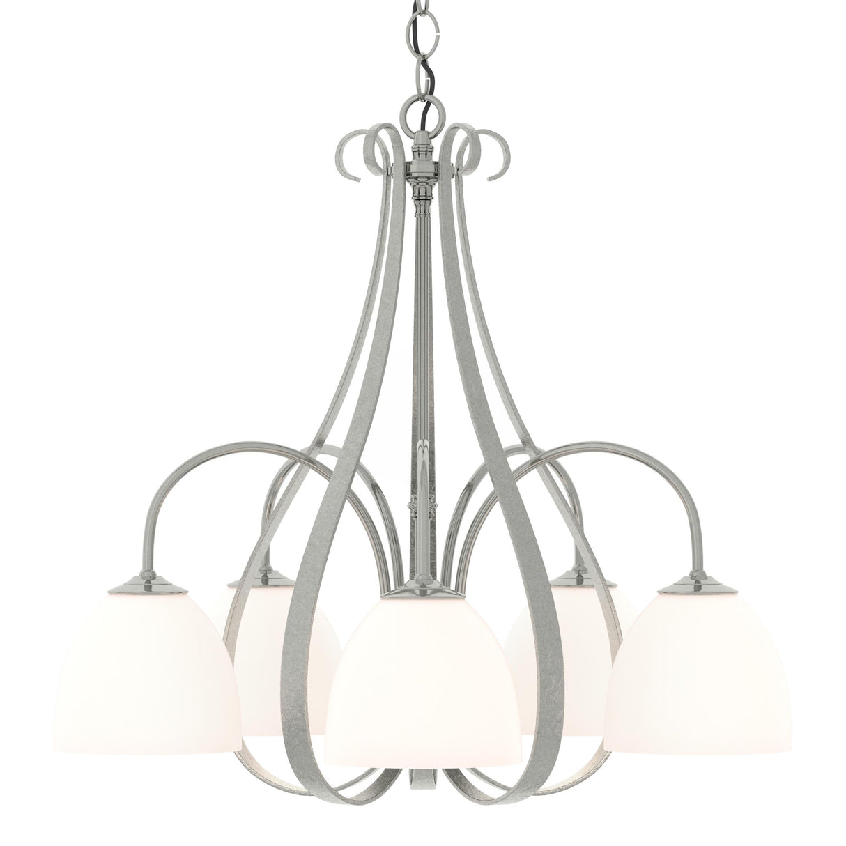 Hubbardton Forge 2004 Sterling Opal Glass (GG) Sweeping Taper 5 Arm Chandelier