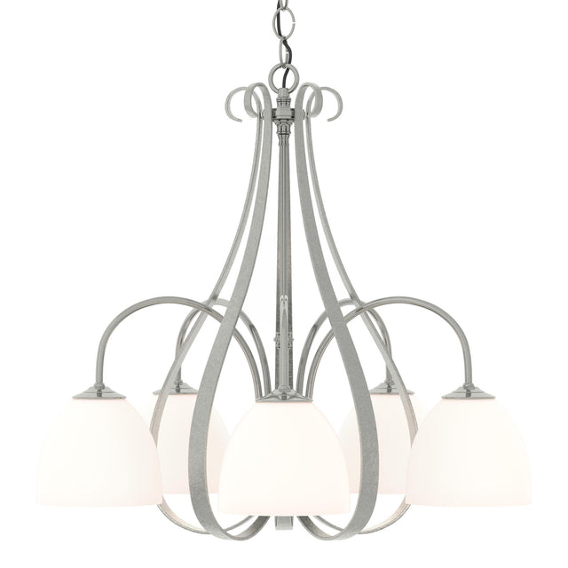 Hubbardton Forge 2004 Sterling Opal Glass (GG) Sweeping Taper 5 Arm Chandelier