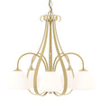 Hubbardton Forge 2004 Modern Brass Opal Glass (GG) Sweeping Taper 5 Arm Chandelier