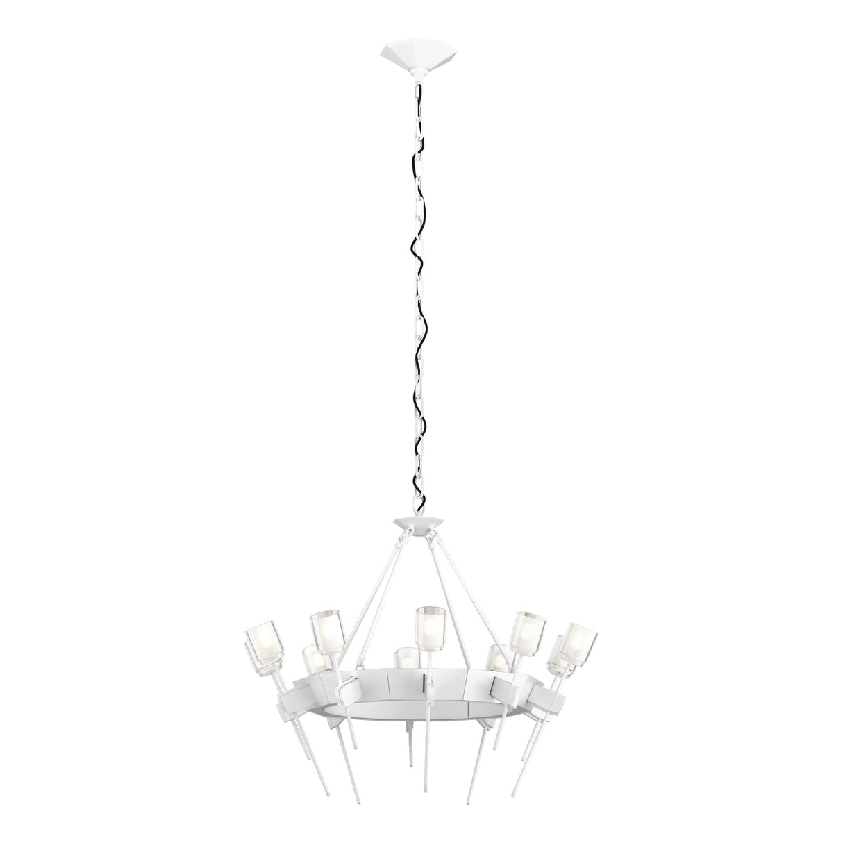 Hubbardton Forge 2023 White Cast Glass (YC) Echo 10-Light Circular Chandelier