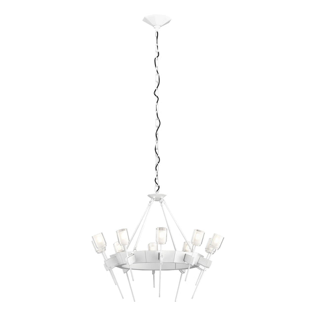 Hubbardton Forge 2023 White Cast Glass (YC) Echo 10-Light Circular Chandelier