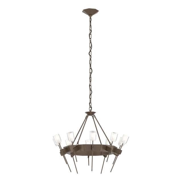 Hubbardton Forge 2023 Bronze Cast Glass (YC) Echo 10-Light Circular Chandelier