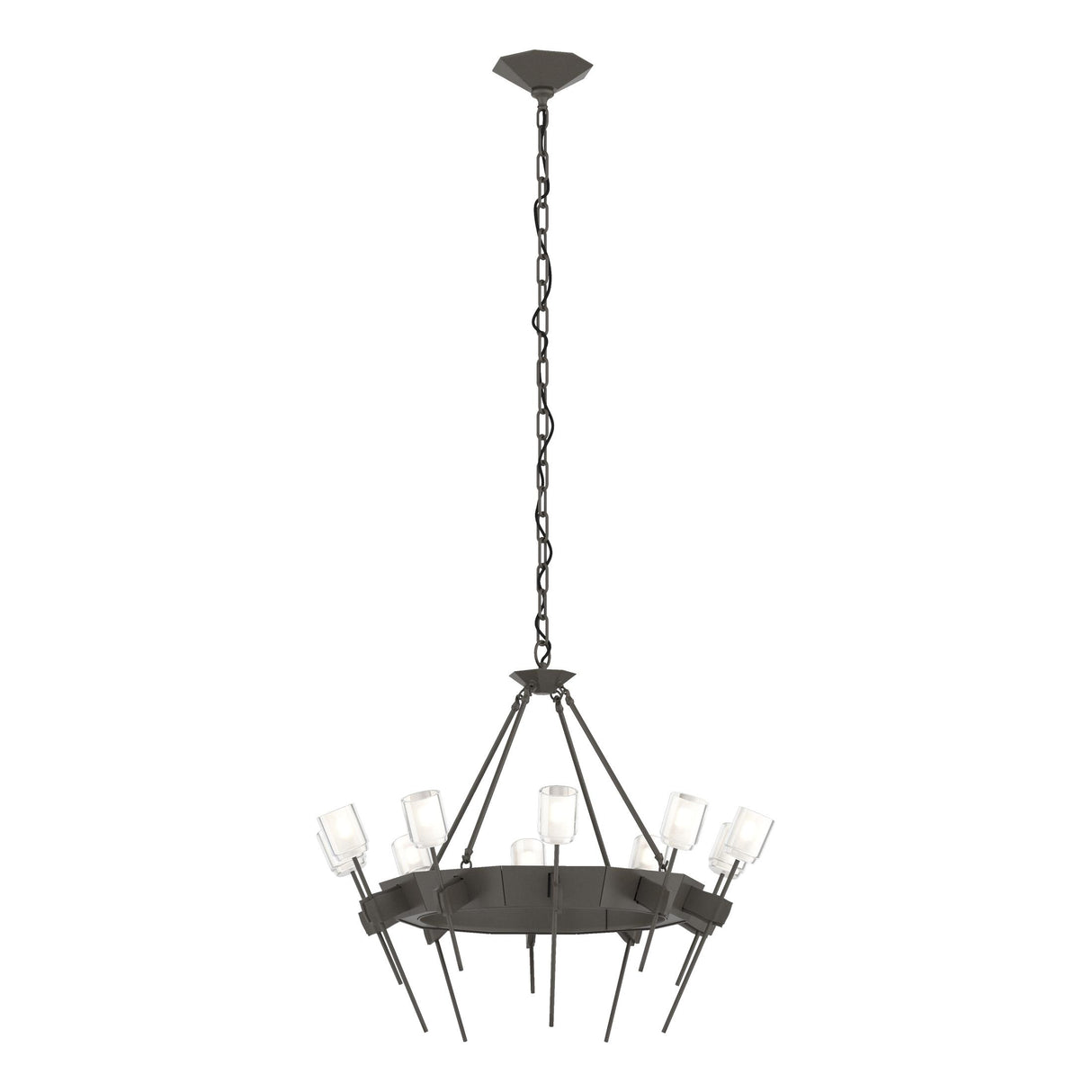 Hubbardton Forge 2023 Dark Smoke Cast Glass (YC) Echo 10-Light Circular Chandelier