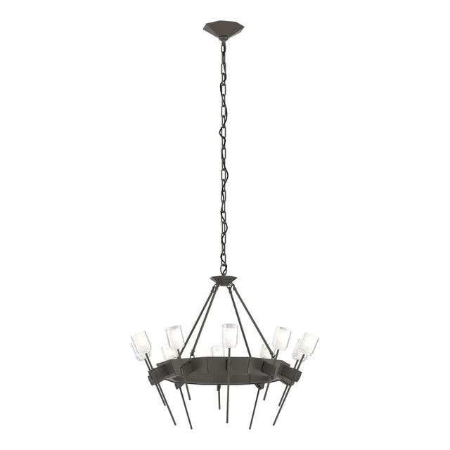 Hubbardton Forge 2023 Dark Smoke Cast Glass (YC) Echo 10-Light Circular Chandelier