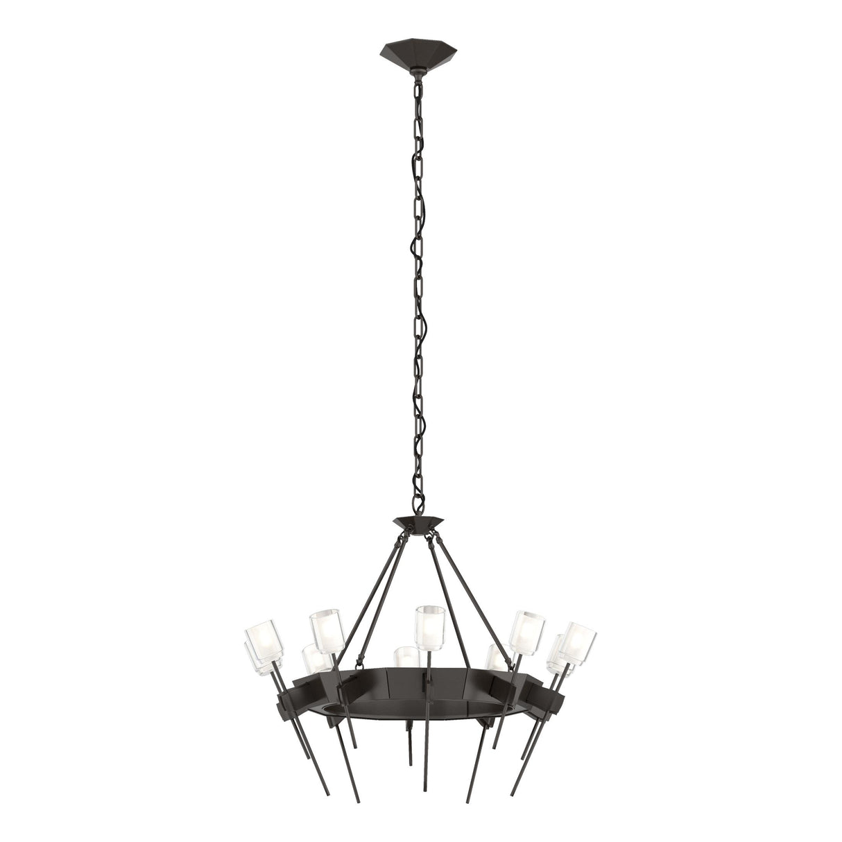Hubbardton Forge 2023 Oil Rubbed Bronze Cast Glass (YC) Echo 10-Light Circular Chandelier