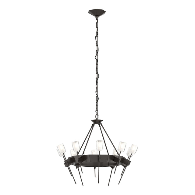 Hubbardton Forge 2023 Oil Rubbed Bronze Cast Glass (YC) Echo 10-Light Circular Chandelier