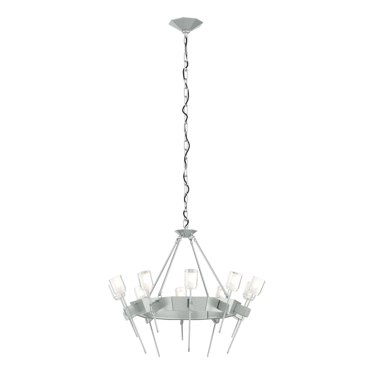 Hubbardton Forge 2023 Vintage Platinum Cast Glass (YC) Echo 10-Light Circular Chandelier
