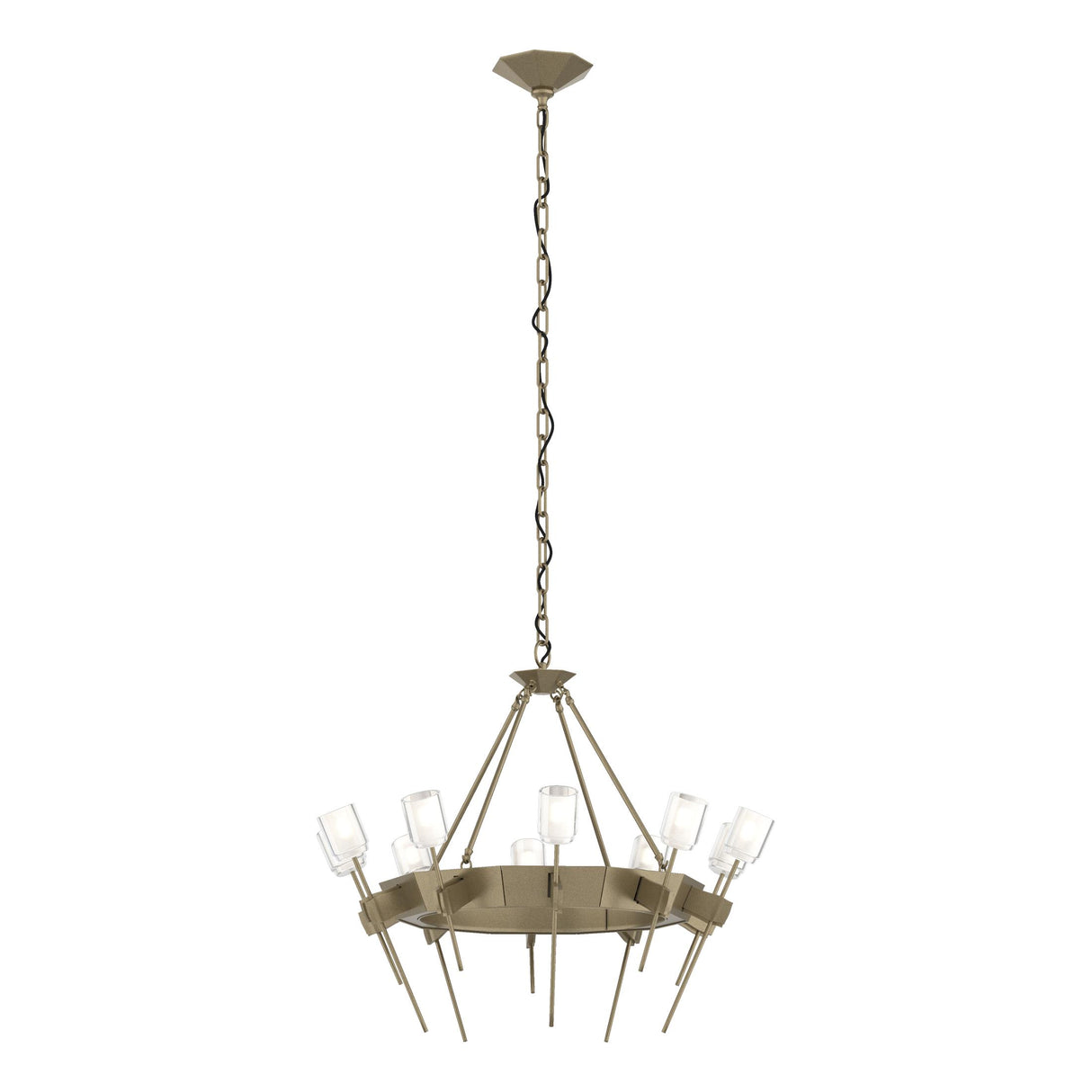 Hubbardton Forge 2023 Soft Gold Cast Glass (YC) Echo 10-Light Circular Chandelier