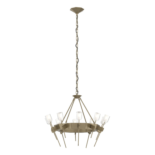 Hubbardton Forge 2023 Soft Gold Cast Glass (YC) Echo 10-Light Circular Chandelier