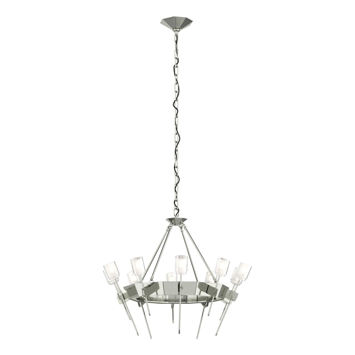 Hubbardton Forge 2023 Sterling Cast Glass (YC) Echo 10-Light Circular Chandelier