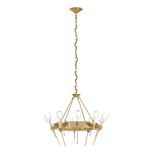 Hubbardton Forge 2023 Modern Brass Cast Glass (YC) Echo 10-Light Circular Chandelier