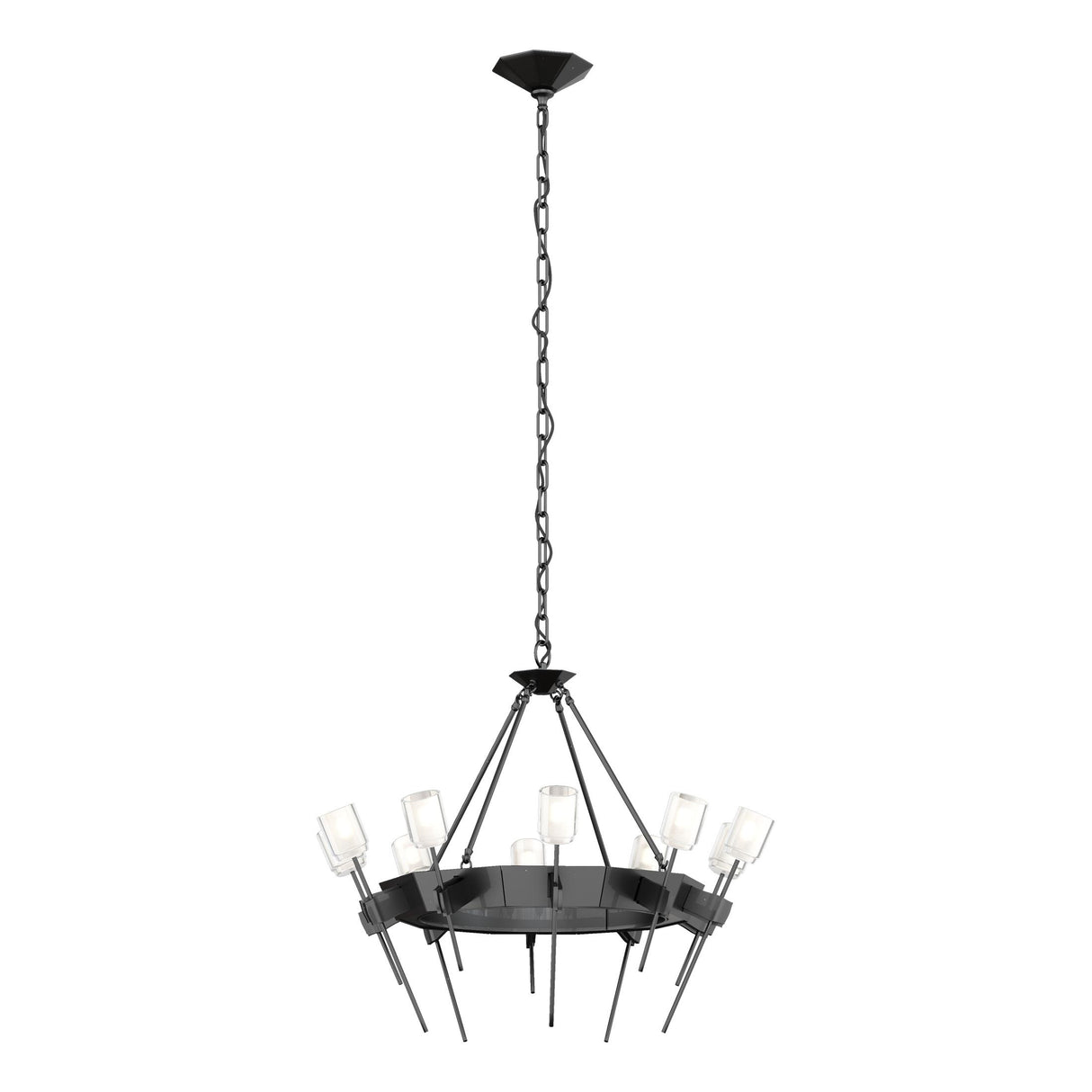 Hubbardton Forge 2023 Ink Cast Glass (YC) Echo 10-Light Circular Chandelier