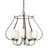 Hubbardton Forge 2012 Bronze Opal Glass (GG) Flora 5 Arm Chandelier
