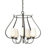 Hubbardton Forge 2012 Dark Smoke Opal Glass (GG) Flora 5 Arm Chandelier