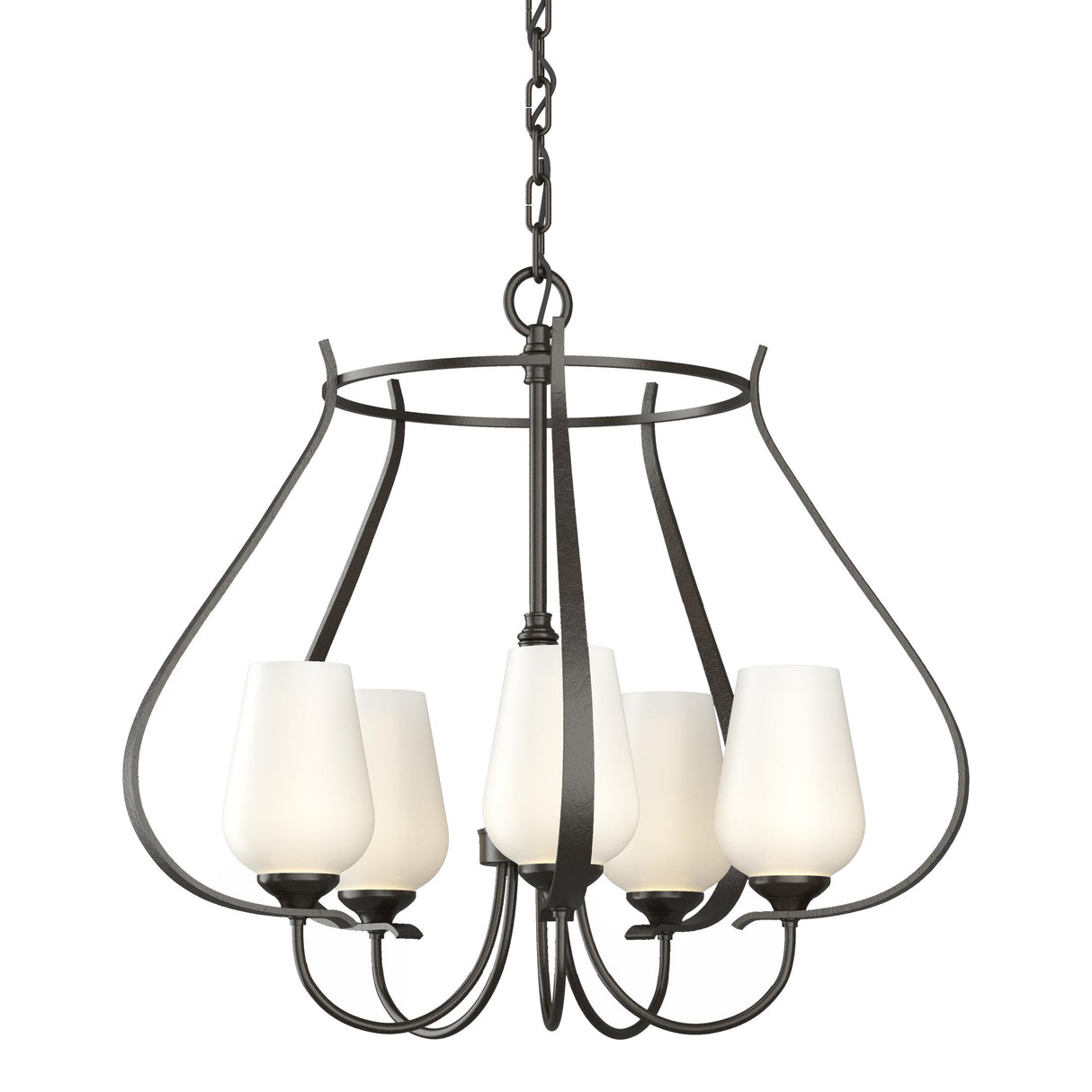Hubbardton Forge 2012 Oil Rubbed Bronze Opal Glass (GG) Flora 5 Arm Chandelier