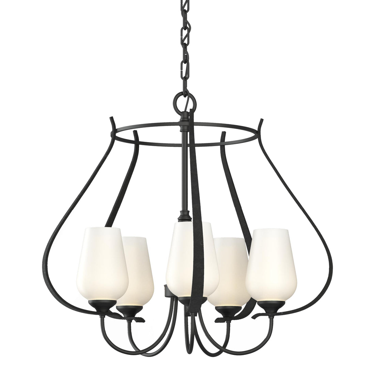Hubbardton Forge 2012 Black Opal Glass (GG) Flora 5 Arm Chandelier