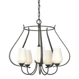 Hubbardton Forge 2012 Natural Iron Opal Glass (GG) Flora 5 Arm Chandelier