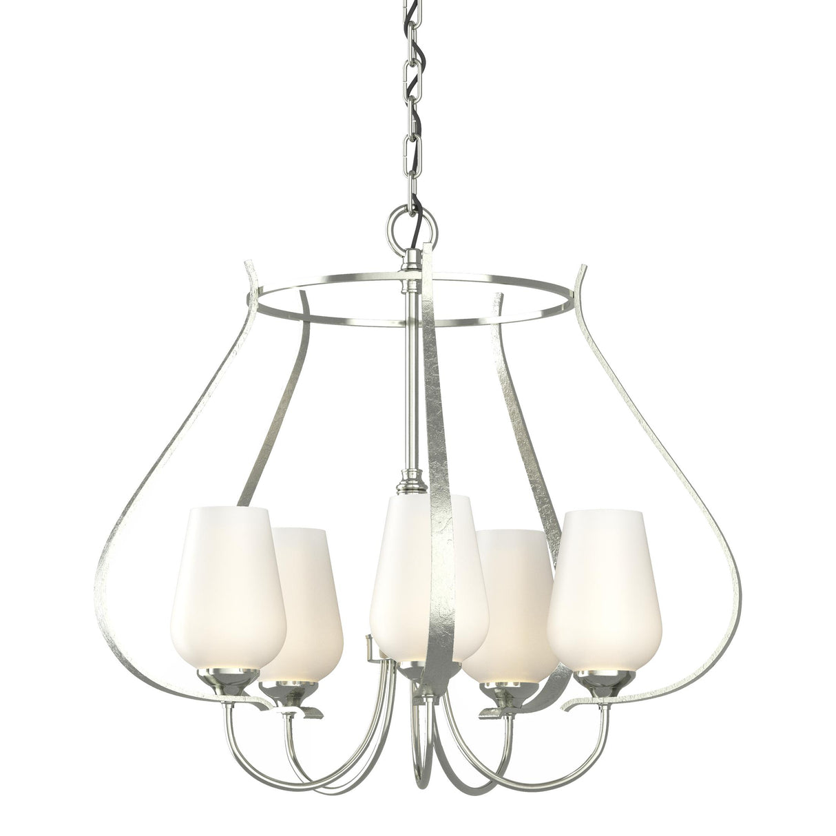 Hubbardton Forge 2012 Sterling Opal Glass (GG) Flora 5 Arm Chandelier