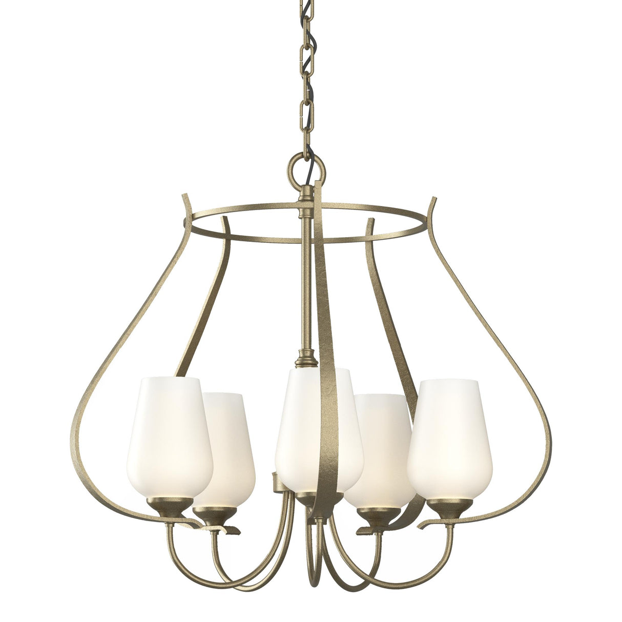 Hubbardton Forge 2012 Soft Gold Opal Glass (GG) Flora 5 Arm Chandelier