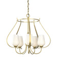 Hubbardton Forge 2012 Modern Brass Opal Glass (GG) Flora 5 Arm Chandelier