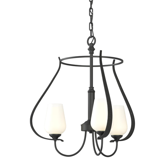 Hubbardton Forge 2013 Black Opal Glass (GG) Flora 3 Arm Chandelier