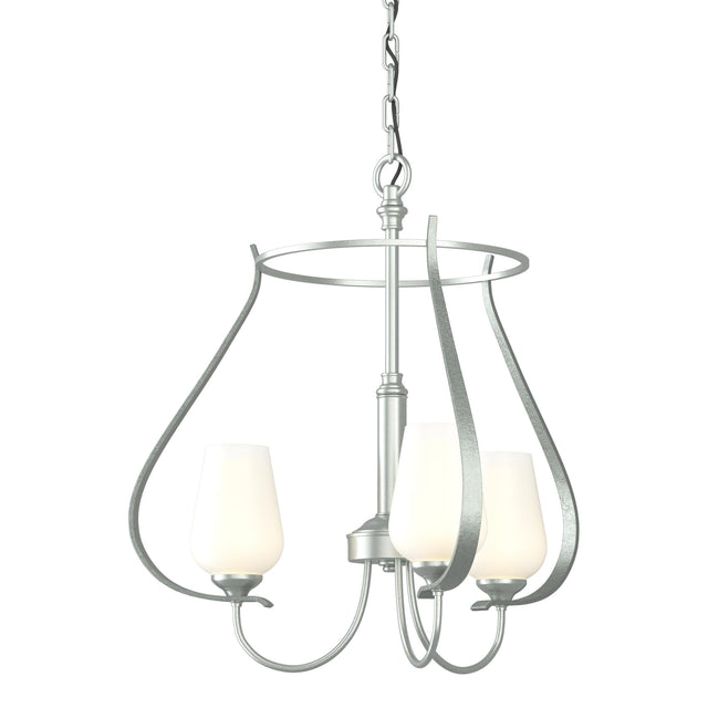 Hubbardton Forge 2013 Vintage Platinum Opal Glass (GG) Flora 3 Arm Chandelier