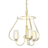 Hubbardton Forge 2013 Modern Brass Seeded Glass with Opal Diffuser (ZS) Flora 3 Arm Chandelier