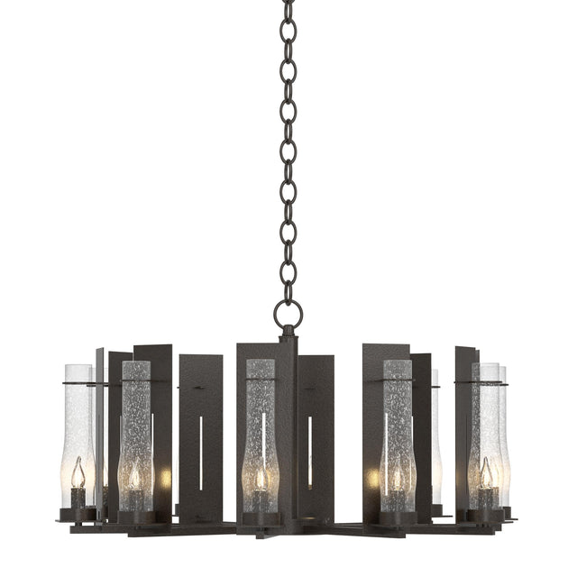Hubbardton Forge 2014 Oil Rubbed Bronze Seeded Clear Glass (II) New Town 10 Arm Chandelier
