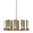 Hubbardton Forge 2014 Soft Gold Seeded Clear Glass (II) New Town 10 Arm Chandelier