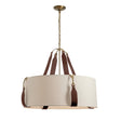 Hubbardton Forge 2021 Antique Brass British Brown Leather Flax Shade (SE) Saratoga Large Pendant
