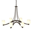 Hubbardton Forge 2010 Bronze Opal Glass (GG) Oval Ribbon 6 Arm Chandelier