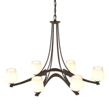 Hubbardton Forge 2010 Bronze Opal Glass (GG) Oval Ribbon 6 Arm Chandelier