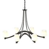 Hubbardton Forge 2010 Oil Rubbed Bronze Opal Glass (GG) Oval Ribbon 6 Arm Chandelier