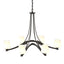 Hubbardton Forge 2010 Oil Rubbed Bronze Opal Glass (GG) Oval Ribbon 6 Arm Chandelier