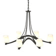 Hubbardton Forge 2010 Natural Iron Opal Glass (GG) Oval Ribbon 6 Arm Chandelier