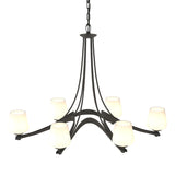 Hubbardton Forge 2010 Natural Iron Opal Glass (GG) Oval Ribbon 6 Arm Chandelier