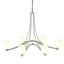Hubbardton Forge 2010 Vintage Platinum Opal Glass (GG) Oval Ribbon 6 Arm Chandelier