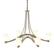 Hubbardton Forge 2010 Soft Gold Opal Glass (GG) Oval Ribbon 6 Arm Chandelier
