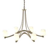 Hubbardton Forge 2010 Soft Gold Opal Glass (GG) Oval Ribbon 6 Arm Chandelier