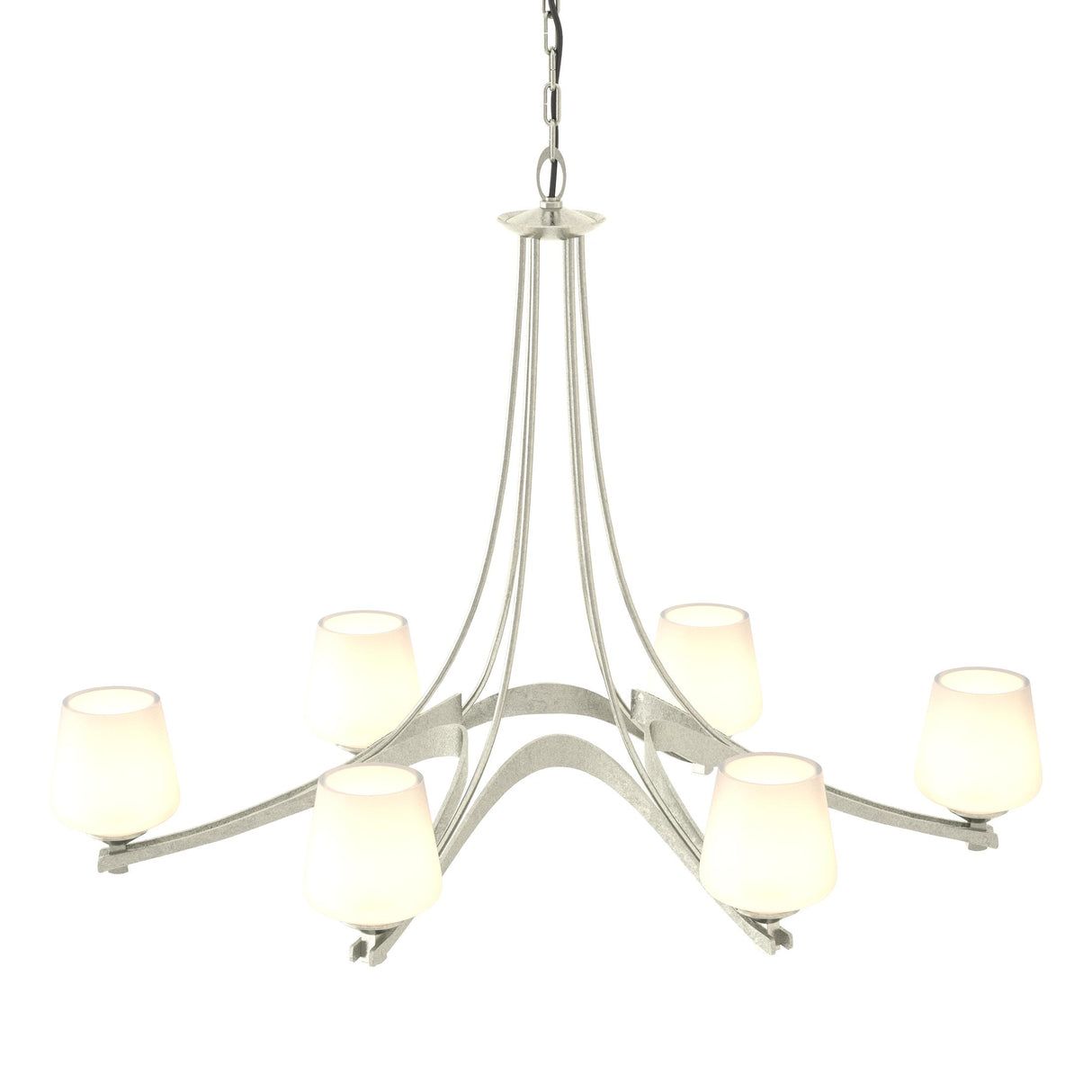 Hubbardton Forge 2010 Sterling Opal Glass (GG) Oval Ribbon 6 Arm Chandelier