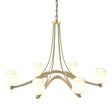 Hubbardton Forge 2010 Modern Brass Opal Glass (GG) Oval Ribbon 6 Arm Chandelier