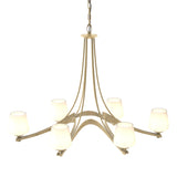 Hubbardton Forge 2010 Modern Brass Opal Glass (GG) Oval Ribbon 6 Arm Chandelier