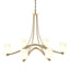 Hubbardton Forge 2010 Modern Brass Opal Glass (GG) Oval Ribbon 6 Arm Chandelier