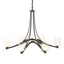 Hubbardton Forge 2010 Bronze Clear Glass with Opal Diffuser (ZU) Oval Ribbon 6 Arm Chandelier