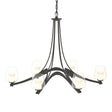 Hubbardton Forge 2010 Black Clear Glass with Opal Diffuser (ZU) Oval Ribbon 6 Arm Chandelier