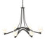 Hubbardton Forge 2010 Black Clear Glass with Opal Diffuser (ZU) Oval Ribbon 6 Arm Chandelier