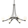 Hubbardton Forge 2010 Natural Iron Clear Glass with Opal Diffuser (ZU) Oval Ribbon 6 Arm Chandelier