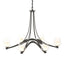 Hubbardton Forge 2010 Natural Iron Clear Glass with Opal Diffuser (ZU) Oval Ribbon 6 Arm Chandelier