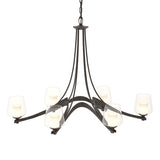 Hubbardton Forge 2010 Oil Rubbed Bronze Clear Glass with Opal Diffuser (ZU) Oval Ribbon 6 Arm Chandelier